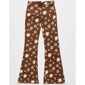 Altar’d State Size Medium Brown Rust Daisy Retro Flare Stretch Pants